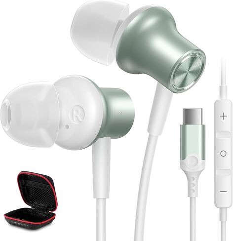 USB C Plug in Headphones for Apple iPhone 15 16 Pro Max, Wired Earbuds Small Ear Buds Type C Corded Earphones Android with Microphone for Google Pixel 9 8 7 Samsung S24 Galaxy S23 Ultra S22 S20 Purple in Kuwait