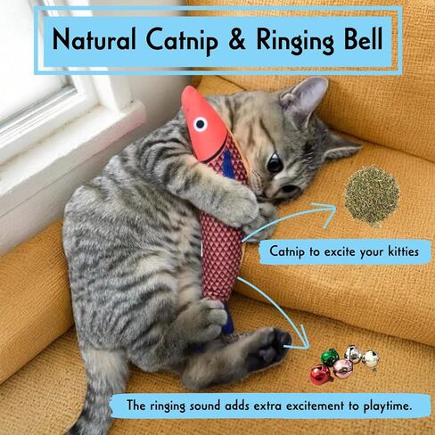 Tails & Tales Cat Toys Fish, Catnip & Crinkle Sound Plush, Bite-Resistant & Soft Interactive Toys for Indoor Cats & Kittens, Reduces Stress & Encourages Activity, Pack of 3 in Saudi Arabia