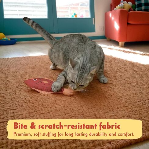 Tails & Tales Cat Toys Fish, Catnip & Crinkle Sound Plush, Bite-Resistant & Soft Interactive Toys for Indoor Cats & Kittens, Reduces Stress & Encourages Activity, Pack of 3 in Saudi Arabia