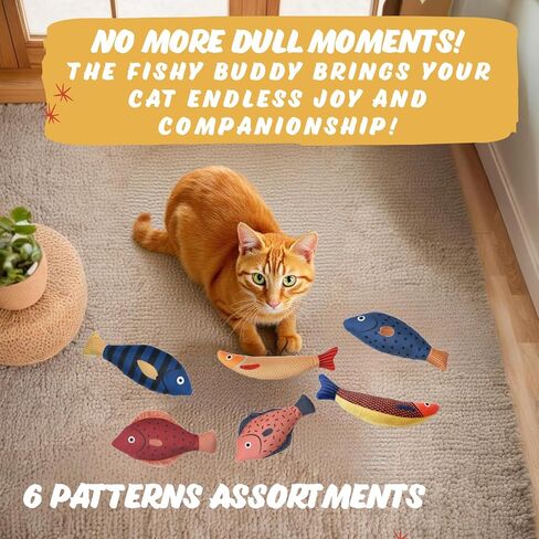 Tails & Tales Cat Toys Fish, Catnip & Crinkle Sound Plush, Bite-Resistant & Soft Interactive Toys for Indoor Cats & Kittens, Reduces Stress & Encourages Activity, Pack of 3 in Saudi Arabia