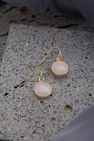 أقراط ذهبية عيار 14 قيراط للنساء مصنوعة يدويًا من مجوهرات اليشم الأخضر أقراط من الحجر الأخضر للنساء أقراط متدلية من جوهرة الميلاد هدية بمناسبة الذكرى السنوية للتخرج والعودة إلى المدرسة (ذهب أصفر + أخضر فاتح) in Kuwait