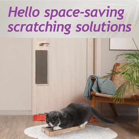 Necoichi Cardboard Hang & Scratch Doohnob Cat Scratcherfor Idour Cats - Cat Scratfer Board ، Cat Scratch Pad Thip مع قابلية الاستخدام القابلة للانعكاس والراحة الإضافية للجدار (البلوط) in Kuwait