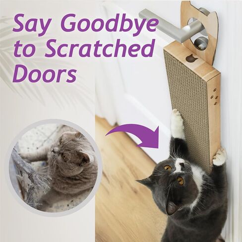 Necoichi Cardboard Hang & Scratch Doohnob Cat Scratcherfor Idour Cats - Cat Scratfer Board ، Cat Scratch Pad Thip مع قابلية الاستخدام القابلة للانعكاس والراحة الإضافية للجدار (البلوط) in Kuwait