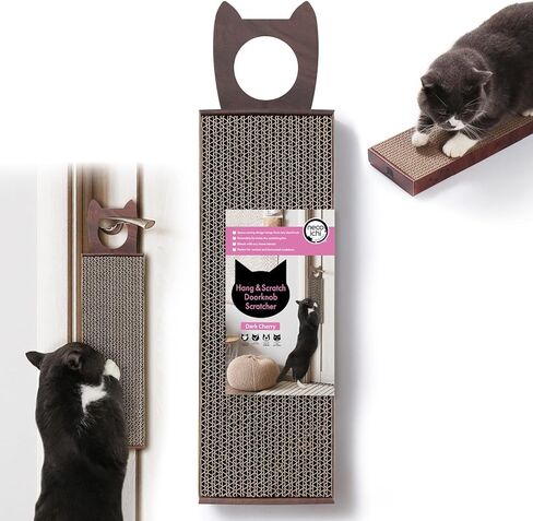 Necoichi Cardboard Hang & Scratch Doohnob Cat Scratcherfor Idour Cats - Cat Scratfer Board ، Cat Scratch Pad Thip مع قابلية الاستخدام القابلة للانعكاس والراحة الإضافية للجدار (البلوط) in Kuwait