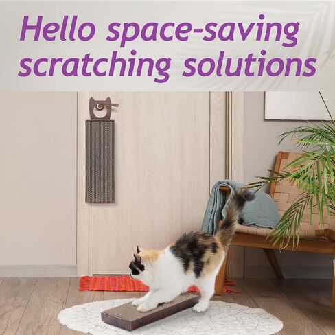Necoichi Cardboard Hang & Scratch Doohnob Cat Scratcherfor Idour Cats - Cat Scratfer Board ، Cat Scratch Pad Thip مع قابلية الاستخدام القابلة للانعكاس والراحة الإضافية للجدار (البلوط) in Kuwait