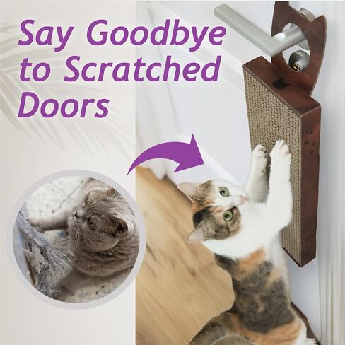 Necoichi Cardboard Hang & Scratch Doohnob Cat Scratcherfor Idour Cats - Cat Scratfer Board ، Cat Scratch Pad Thip مع قابلية الاستخدام القابلة للانعكاس والراحة الإضافية للجدار (البلوط) in Kuwait