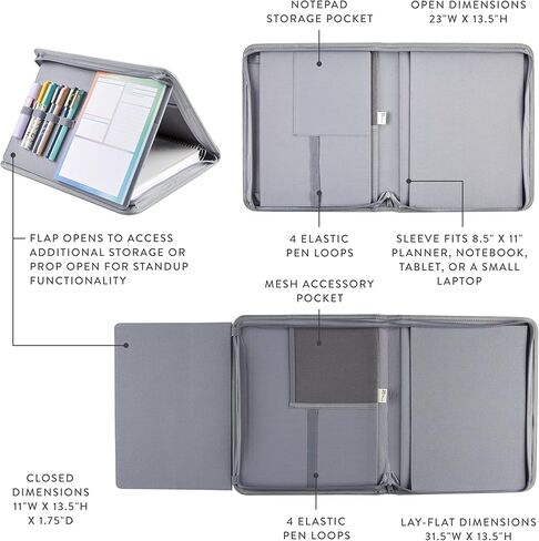 Erin Condren Large Stand-Up Folio - Slate Blue With Star Wars Grogu's Path Classic Colorful Design | On The Go Organization System For Planners, Notebooks, Journals, Laptops, or Tablets in Saudi Arabia