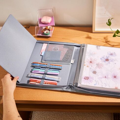 Erin Condren Large Stand-Up Folio - Slate Blue With Star Wars Grogu's Path Classic Colorful Design | On The Go Organization System For Planners, Notebooks, Journals, Laptops, or Tablets in Saudi Arabia