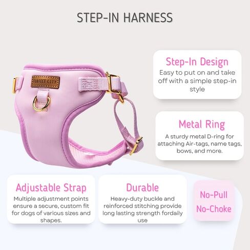 Step in Dog Harness, No Pull No Choke, Durable Polyester Breathable mesh, Adjustable Strap, Quick Release Gold Hardware Metal Buckle, Soft Edges for Comfort (Pink, Medium) in Saudi Arabia