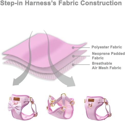 Step in Dog Harness, No Pull No Choke, Durable Polyester Breathable mesh, Adjustable Strap, Quick Release Gold Hardware Metal Buckle, Soft Edges for Comfort (Pink, Medium) in Saudi Arabia