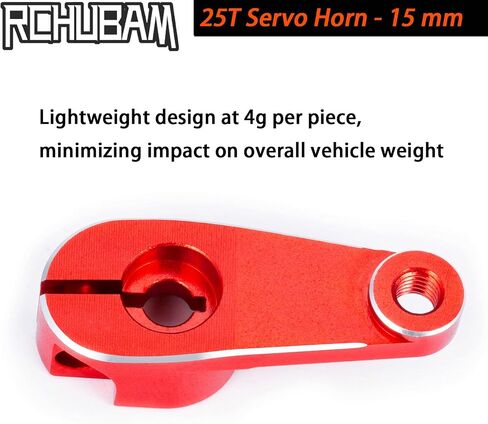 RCHUBAM Aluminum 25T Servo Horn 1/10 RC Steering Arm Server Rocker Compatible with Futaba Savox Power HD HSP Servos Motor 1/10 RC Car Truck,Red (2Pcs 25T (15mm)) in Kuwait