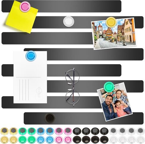 Wukong 4 Pack | 30x3cm(11.81 x 1.18) Magnetic Stainless White Boards Strips, Adhesive Backing Bulletin Bar Board, Memo Board with 16Pcs Colorful Magnets for Office, Home, Photo Wall, Documents in Saudi Arabia