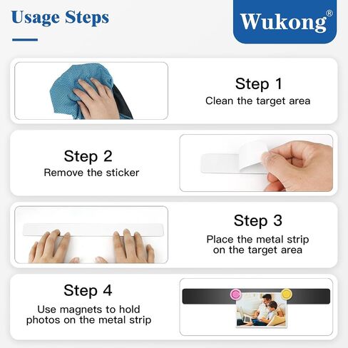Wukong 4 Pack | 30x3cm(11.81 x 1.18) Magnetic Stainless White Boards Strips, Adhesive Backing Bulletin Bar Board, Memo Board with 16Pcs Colorful Magnets for Office, Home, Photo Wall, Documents in Saudi Arabia