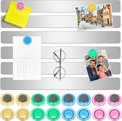 Wukong 4 Pack | 30x3cm(11.81 x 1.18) Magnetic Stainless White Boards Strips, Adhesive Backing Bulletin Bar Board, Memo Board with 16Pcs Colorful Magnets for Office, Home, Photo Wall, Documents in Saudi Arabia