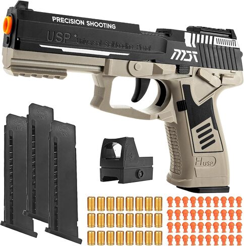 Toy Gun, Soft Bullet Toys Gun for Boys, Empty Shell Ejecting Toy Gun, Toy Foam Blaster with Scope, 40 Soft Foam Bullets, Toy Pistol for Kids Boys Girls, Gun Toy Model for Age 8+ (Sand) in Saudi Arabia