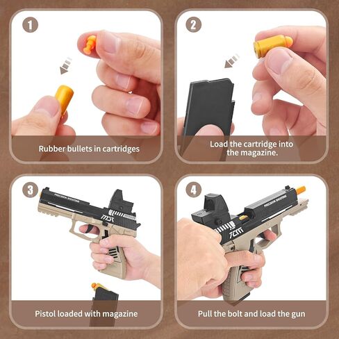 Toy Gun, Soft Bullet Toys Gun for Boys, Empty Shell Ejecting Toy Gun, Toy Foam Blaster with Scope, 40 Soft Foam Bullets, Toy Pistol for Kids Boys Girls, Gun Toy Model for Age 8+ (Sand) in Saudi Arabia