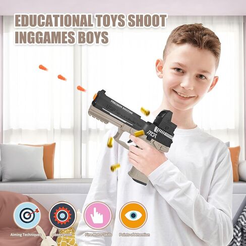 Toy Gun, Soft Bullet Toys Gun for Boys, Empty Shell Ejecting Toy Gun, Toy Foam Blaster with Scope, 40 Soft Foam Bullets, Toy Pistol for Kids Boys Girls, Gun Toy Model for Age 8+ (Sand) in Saudi Arabia