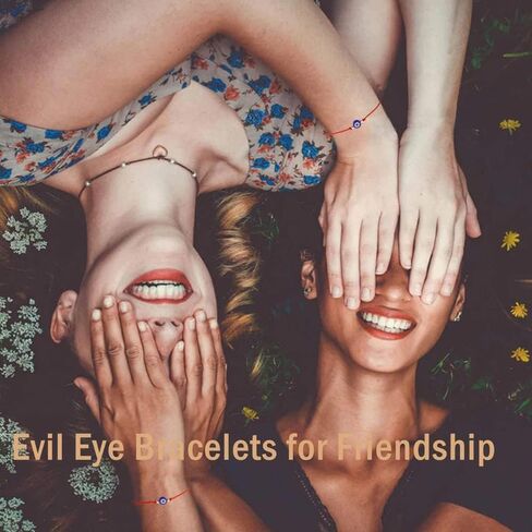 Evil Eye Bracelet Anklet Black Red String Lucky Protection Handmade Adjustable Bracelets for Women Men Teens (Black string blue eye gold) in Kuwait