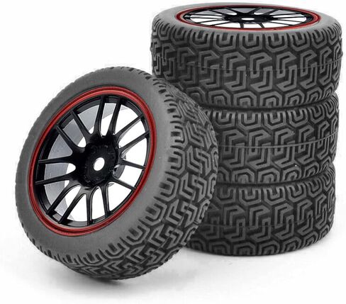 4PCS RC Rally Car Plastic Wheel Rims Tires and Rubber Tyres 68mm for 1/10 RC On-Road Flat Run Racing Car for Tamiya HSP HPI WR8 TT02 WLtoys Kyosho (Vintage-Black) in Kuwait