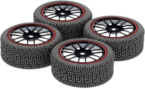 4PCS RC Rally Car Plastic Wheel Rims Tires and Rubber Tyres 68mm for 1/10 RC On-Road Flat Run Racing Car for Tamiya HSP HPI WR8 TT02 WLtoys Kyosho (Vintage-Black) in Kuwait