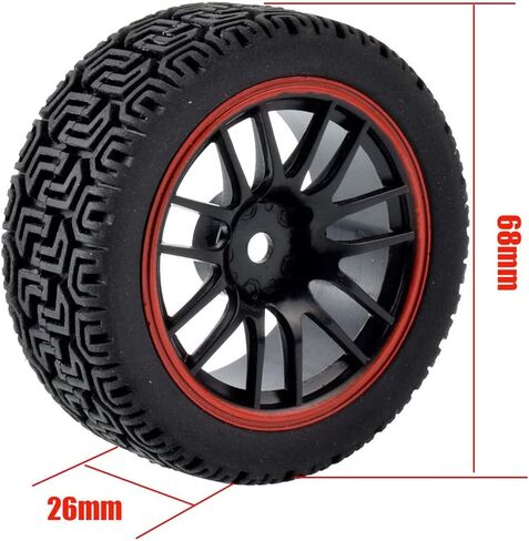4PCS RC Rally Car Plastic Wheel Rims Tires and Rubber Tyres 68mm for 1/10 RC On-Road Flat Run Racing Car for Tamiya HSP HPI WR8 TT02 WLtoys Kyosho (Vintage-Black) in Kuwait