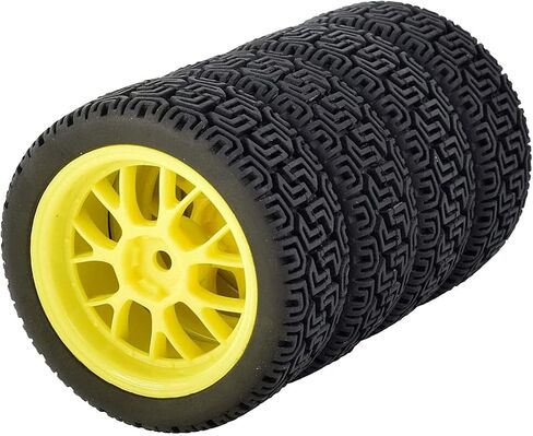 4PCS RC Rally Car Plastic Wheel Rims Tires and Rubber Tyres 68mm for 1/10 RC On-Road Flat Run Racing Car for Tamiya HSP HPI WR8 TT02 WLtoys Kyosho (Vintage-Black) in Saudi Arabia
