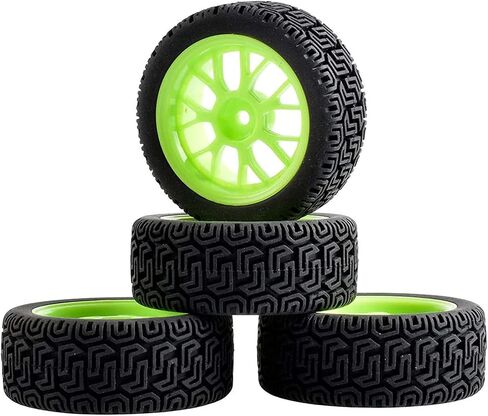 4PCS RC Rally Car Plastic Wheel Rims Tires and Rubber Tyres 68mm for 1/10 RC On-Road Flat Run Racing Car for Tamiya HSP HPI WR8 TT02 WLtoys Kyosho (Vintage-Black) in Saudi Arabia