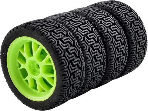 4PCS RC Rally Car Plastic Wheel Rims Tires and Rubber Tyres 68mm for 1/10 RC On-Road Flat Run Racing Car for Tamiya HSP HPI WR8 TT02 WLtoys Kyosho (Vintage-Black) in Saudi Arabia