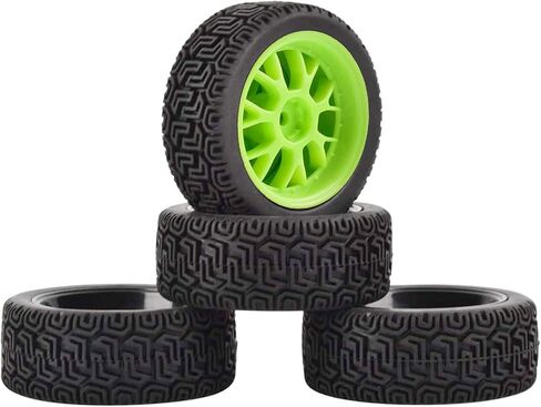 4PCS RC Rally Car Plastic Wheel Rims Tires and Rubber Tyres 68mm for 1/10 RC On-Road Flat Run Racing Car for Tamiya HSP HPI WR8 TT02 WLtoys Kyosho (Vintage-Black) in Saudi Arabia