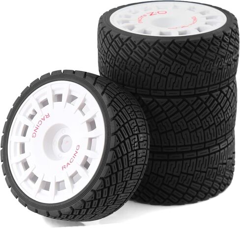 1/8 RC On Road Tires And Plastic Street Wheels 17mm Hex OD 3.94'' 1/7 Rally Racing Tyres For 1:8 1:7 Touring Street Drift Car Tamiya HPI WR8 HSP ARRMA Redcat Losi Kyosho GT2 VRX W10 (White) in Kuwait