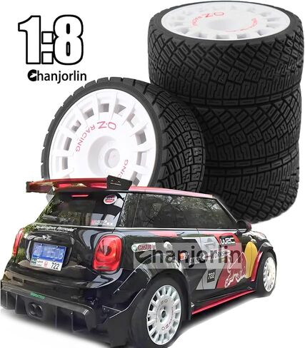 1/8 RC On Road Tires And Plastic Street Wheels 17mm Hex OD 3.94'' 1/7 Rally Racing Tyres For 1:8 1:7 Touring Street Drift Car Tamiya HPI WR8 HSP ARRMA Redcat Losi Kyosho GT2 VRX W10 (White) in Kuwait