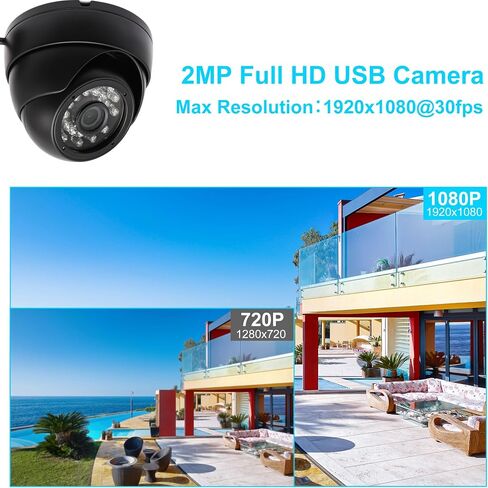 2MP USB Camera H.264 1080P Webcam Day Night Vision Indoor Outdoor Dome Webcamera 0.01LUX Low Illumination Home Security Camera with 24pcs IR LED for Windows Mac Linux Android in Saudi Arabia