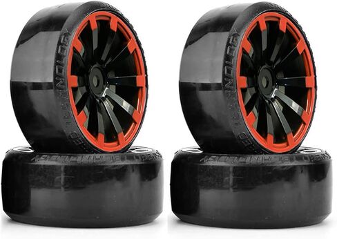 RC Plastic Wheel and Tire Set,WONFAST RC Drift Car 63mm Hard Tyres 12mm Hub Wheel for 1/10 On-Road Drifting Car Parts for HSP Tamiya HPI Kyosho TT02 (Silver) in Saudi Arabia