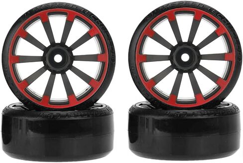 RC Plastic Wheel and Tire Set,WONFAST RC Drift Car 63mm Hard Tyres 12mm Hub Wheel for 1/10 On-Road Drifting Car Parts for HSP Tamiya HPI Kyosho TT02 (Silver) in Saudi Arabia