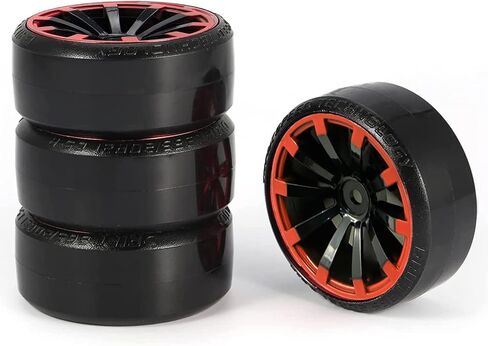 RC Plastic Wheel and Tire Set,WONFAST RC Drift Car 63mm Hard Tyres 12mm Hub Wheel for 1/10 On-Road Drifting Car Parts for HSP Tamiya HPI Kyosho TT02 (Silver) in Saudi Arabia