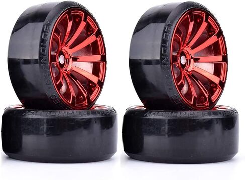 RC Plastic Wheel and Tire Set,WONFAST RC Drift Car 63mm Hard Tyres 12mm Hub Wheel for 1/10 On-Road Drifting Car Parts for HSP Tamiya HPI Kyosho TT02 (Silver) in Saudi Arabia