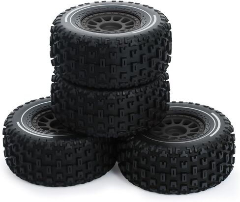 4Pcs RC Tires and Wheel for 1/14 Mojave Grom,RC Front/Rear Wheel Tires (Black) in Saudi Arabia