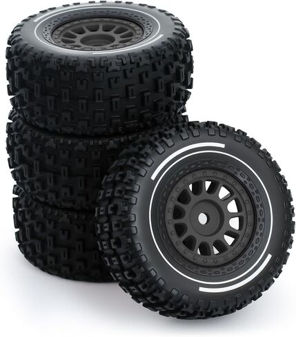 4Pcs RC Tires and Wheel for 1/14 Mojave Grom,RC Front/Rear Wheel Tires (Black) in Saudi Arabia