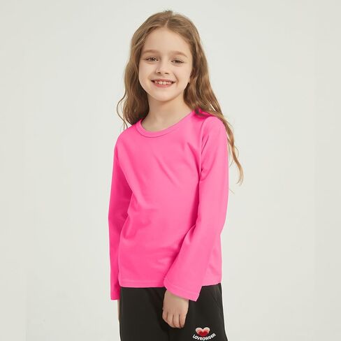 5-Pack Girls' Long Sleeve Shirts Kids Basic Long Sleeve Tees Toddlers' Crew Neck Soft Fall Tops in Kuwait