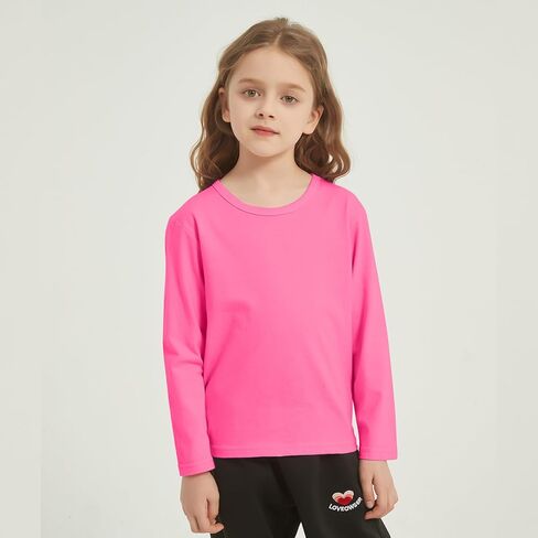 5-Pack Girls' Long Sleeve Shirts Kids Basic Long Sleeve Tees Toddlers' Crew Neck Soft Fall Tops in Kuwait