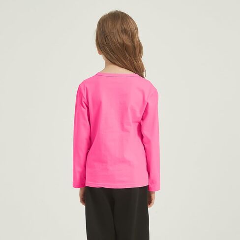5-Pack Girls' Long Sleeve Shirts Kids Basic Long Sleeve Tees Toddlers' Crew Neck Soft Fall Tops in Kuwait