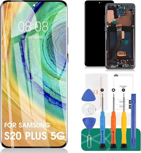 شاشة OLED بديلة لهاتف Samsung Galaxy S20 Plus 5G LCD لمجموعات إصلاح محول الأرقام Samsung G986 لأجزاء تجميع شاشة اللمس Samsung S20+/S20+ 5G مع إطار G985 أزرق (مع بصمة الإصبع) in Saudi Arabia