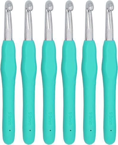 6Pcs 5mm Aluminum Soft Grip Rubber Ergonomic Handle Crochet Hook Knitting Needles US Size H (Size 8) for DIY Yarn Craft,Nice Gift for Women Adults Kids Children Beginners (Purple) in Saudi Arabia
