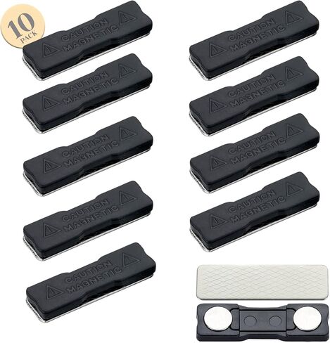 Performore 10 Packs of Name Tag Magnets 1.75" X 0.5" with 3M Adhesives and Stainless Back Plates, Magnetic Badge for Name Tags ID Holders Business Cards Conference Meetings Events in Kuwait