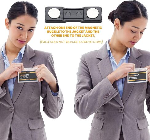 Performore 10 Packs of Name Tag Magnets 1.75" X 0.5" with 3M Adhesives and Stainless Back Plates, Magnetic Badge for Name Tags ID Holders Business Cards Conference Meetings Events in Kuwait
