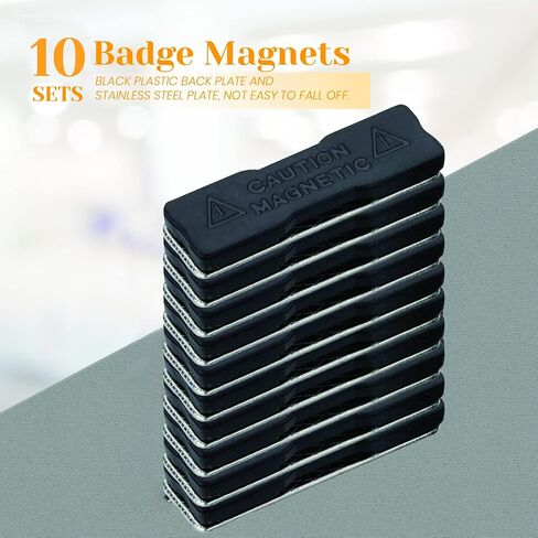 Performore 10 Packs of Name Tag Magnets 1.75" X 0.5" with 3M Adhesives and Stainless Back Plates, Magnetic Badge for Name Tags ID Holders Business Cards Conference Meetings Events in Kuwait