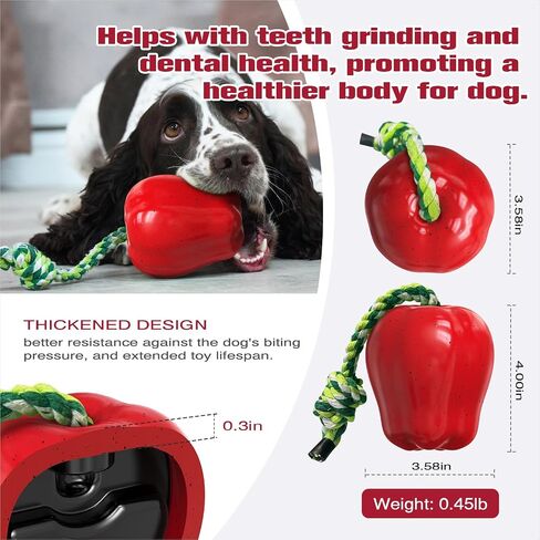 Dog Squeak Chew Toys Tough Apple Ball for Medium/Large/Extra Aggressive Chewers Dogs Breed Interactive Enduring Indestructible Squeaky Toy Training Fetch Indoor/Water/Pool/Beach/Outdoor Supplies Red in Kuwait
