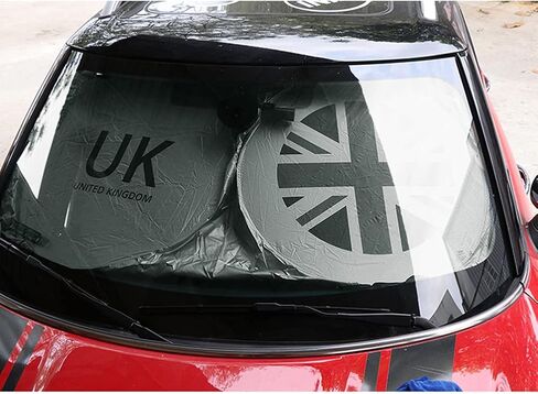 Windshield Sunshade Foldable Anti-UV UV Sun Protector Shade Heat Insulation Reflector for Mini Cooper R50 R52 R55 R56 R60 F54 F55 F56 F60 Countryman Clubman (Union Jack) in Kuwait