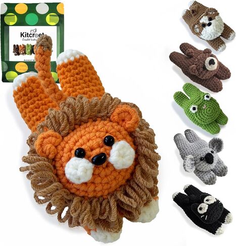 Kitcroet Beginners Crochet Kit Lion Fridge Magnet Animal Crochet Amigurumi Craft Knitting Crocheting Kits with Step-by-Step Video Tutorials, 1 Pcs Lion in Saudi Arabia