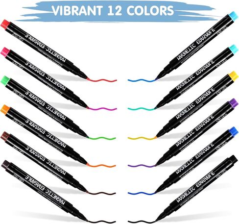 Kosiz 96 Pcs Magnetic Dry Erase Markers Fine Tip Magnetic Whiteboard Markers with Eraser Cap Colorful Dry Erase Markers Low Odor for Office School(12 Colors) in Kuwait